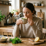 Natural home remedies for nausea and vomiting including ginger tea, peppermint, hydration, and the BRAT diet.